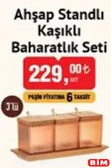 AHŞAP STANDLI KAŞIKLI BAHARATLIK SETİ 3'LÜ